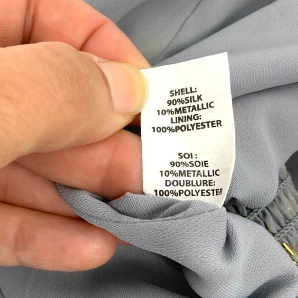 Ramy Brook Louise Metallic Star Silk Blend Halter Top Gray Gold XS NWOT $295 - Picture 6 of 9